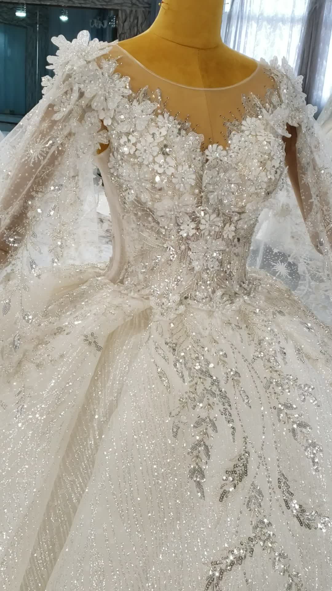 Luxury 3D Flower Elegant Bridal Ball Gown Wedding Dresses - Image 2