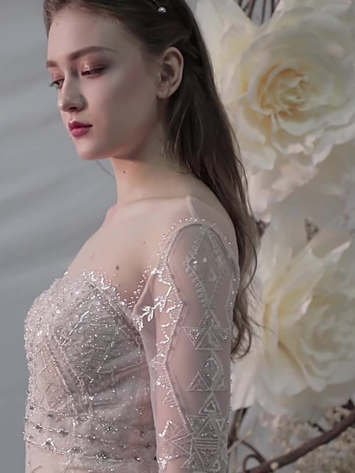 Mermaid Boho Crystal Bead Sequin Lace Fabric For Wedding Dress - Image 4