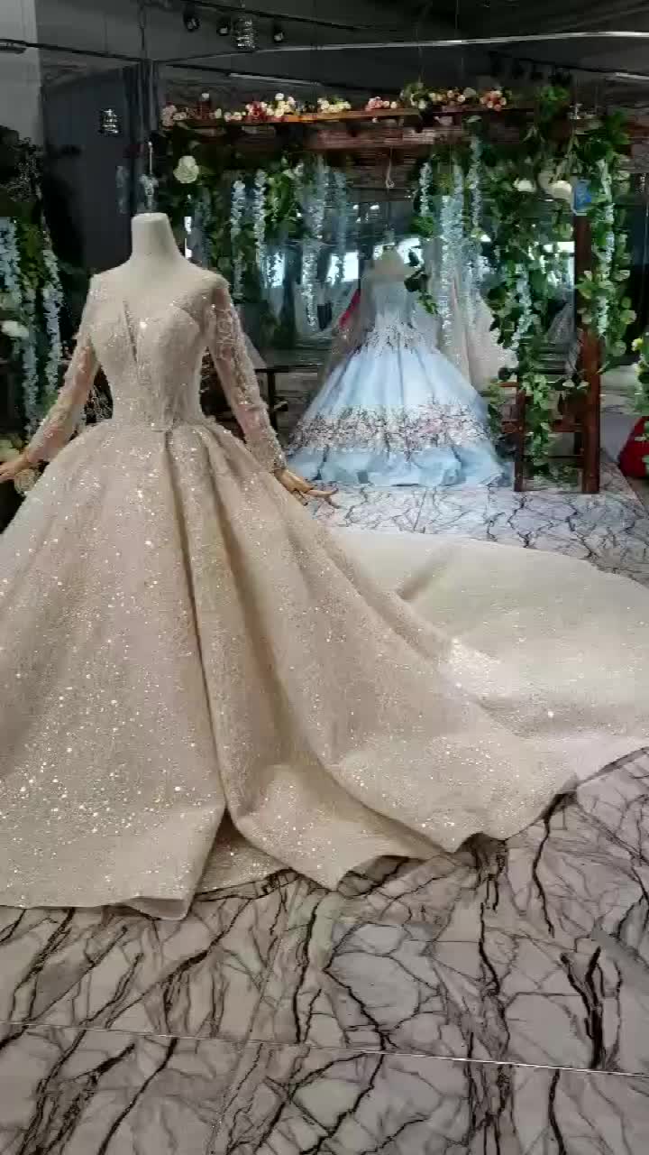Long Sleeve Bridal Gown Lace Wedding Dress Ball Gown - Image 2