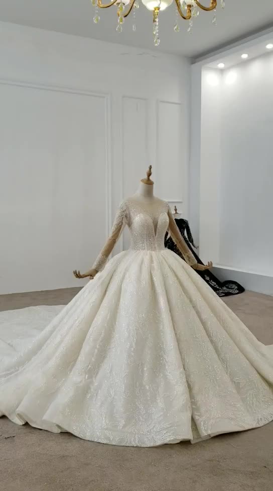 wedding dress long sleeve crystal lace bridal gowns - Image 2