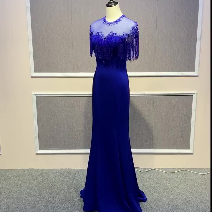 Ladies New Elegant Fringed Lace Green Mermaid Evening Dress Evening
