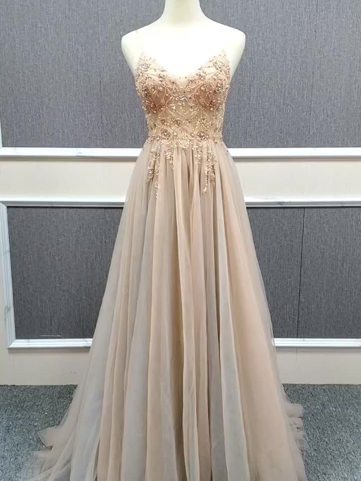 Ladies Luxury Sling Shiny Pink Lace Beaded Puffy Ball Evening Dress - Image 2
