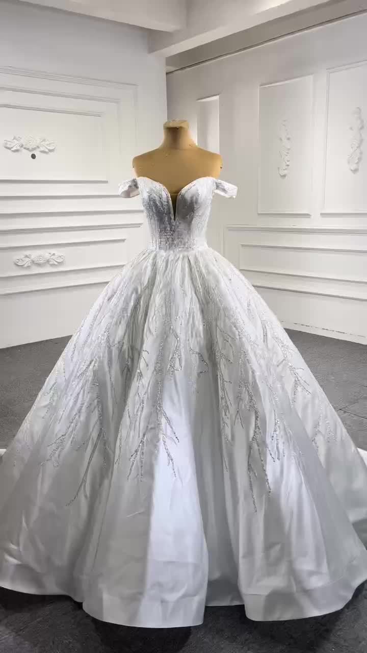 Bridal Dress Sweetheart Beaded Sequin Backless Sexy Tutu Skirt White Fabric - Image 3