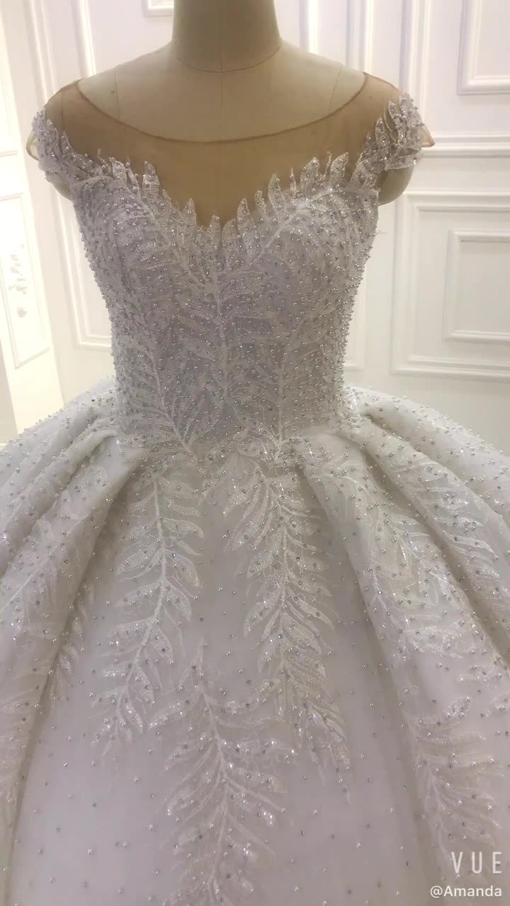 Custom Elegant Off Shoulder Shiny Embroidered Tutu Dress Bridal Wedding - Image 2