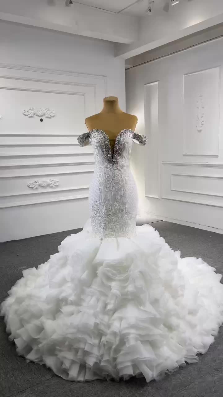 Wedding Mermaid Sexy Bride Wedding Dresses 2022 Luxury Embroidery Cake Skirt Pearl High -Quality Dress - Image 2