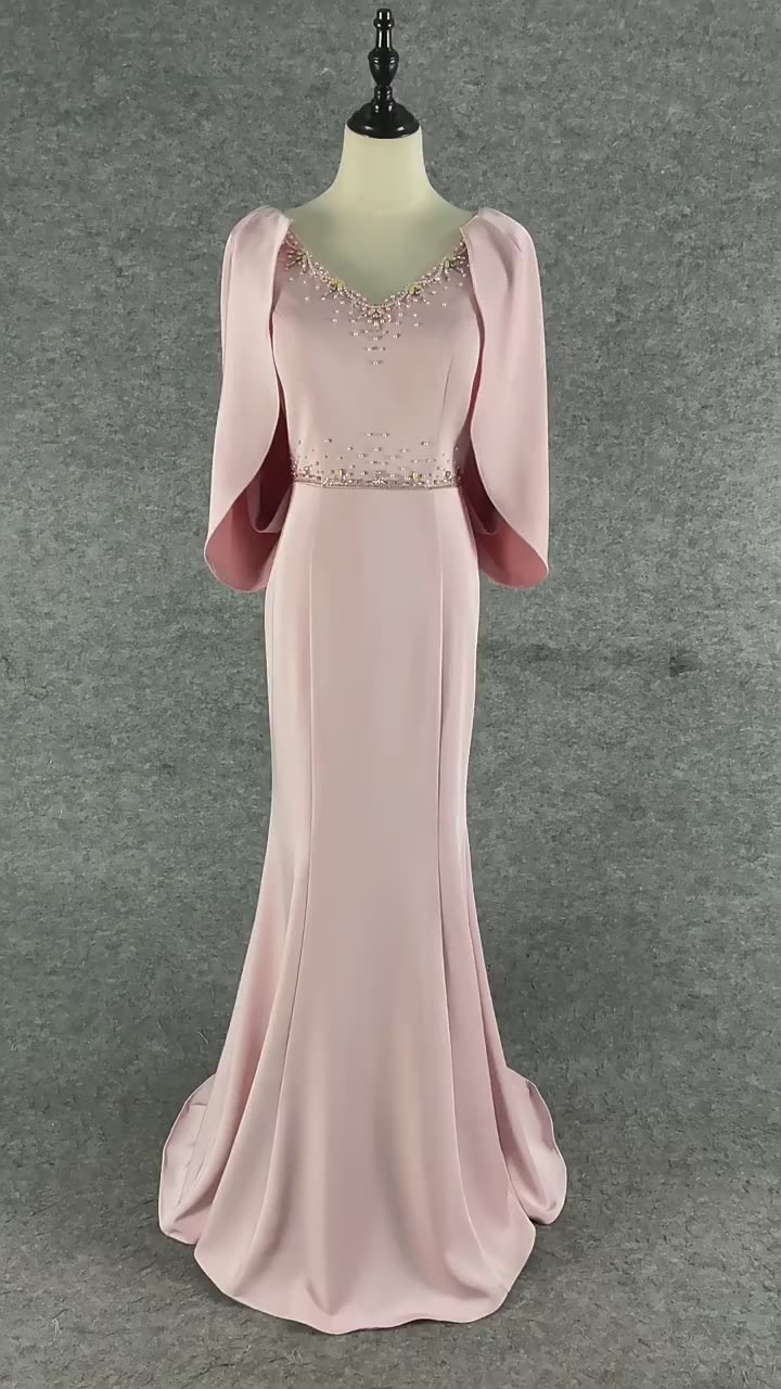 New Elegant Dress Women'S Party Bag Hip Fishtail Flying Sleeve Evening Dress Excellent Satin 2022 - Image 2