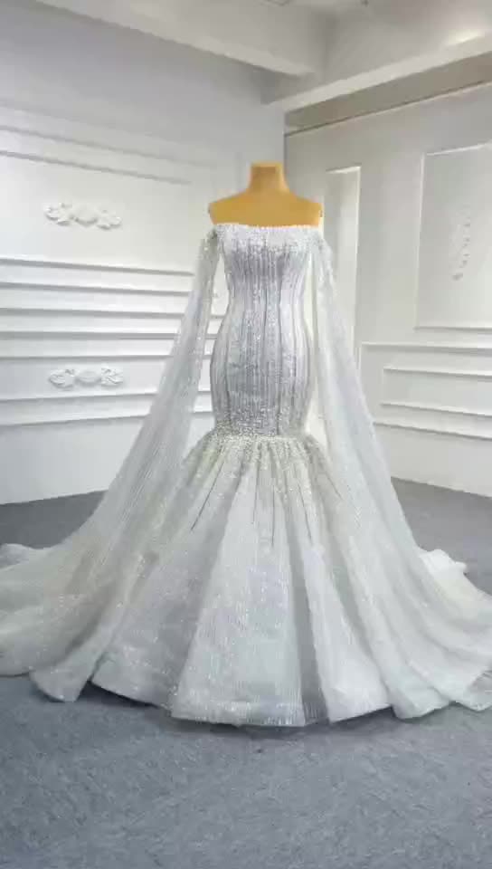 Ladies Fashion Off Shoulder Heavy Beading Mermaid Wedding Dress - Image 2