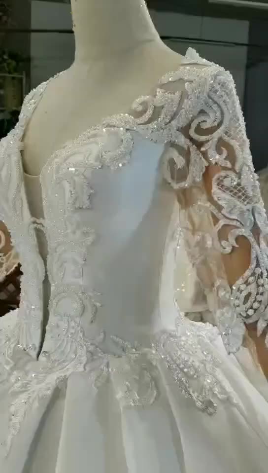 V Neck Lace Applique luxury Wedding Dress Ball Gown - Image 2