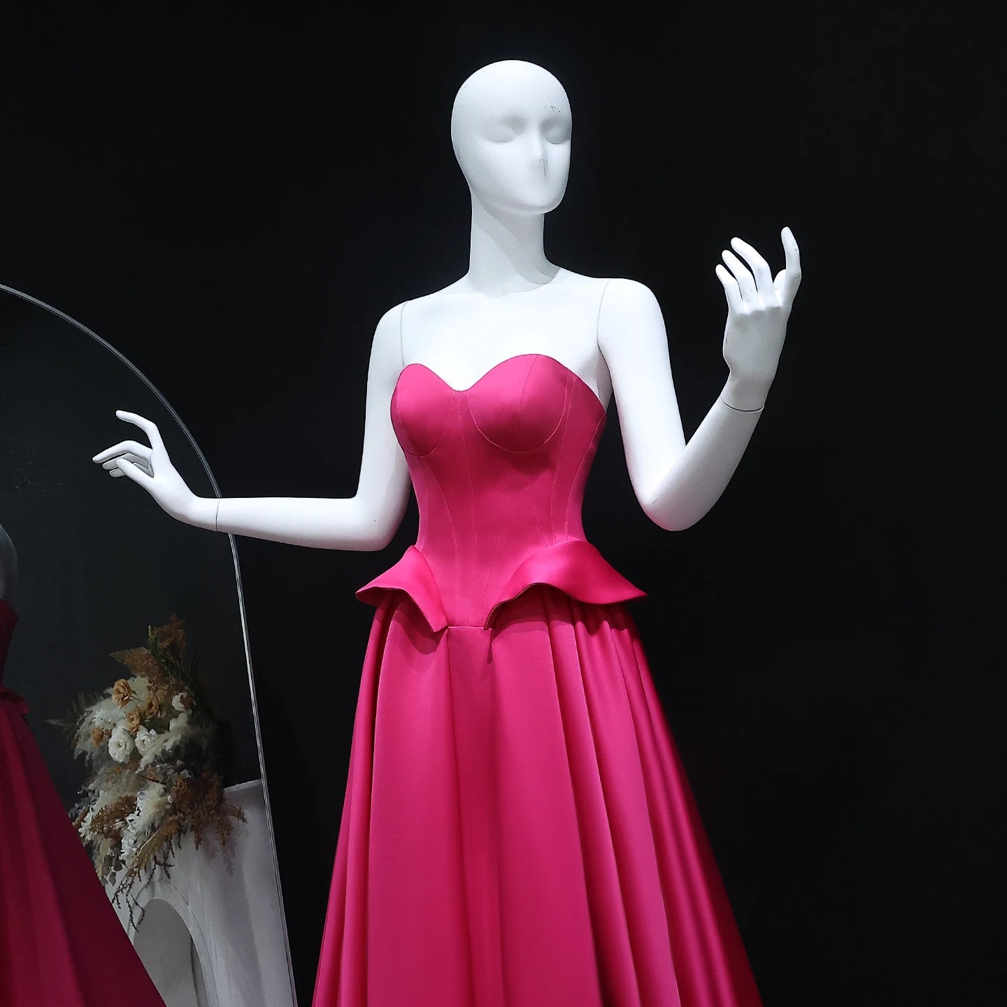 Elegant Sweetheart Fuchsia Long Evening Dress for Women Wedding Ruffles Prom Party Gowns - Image 2