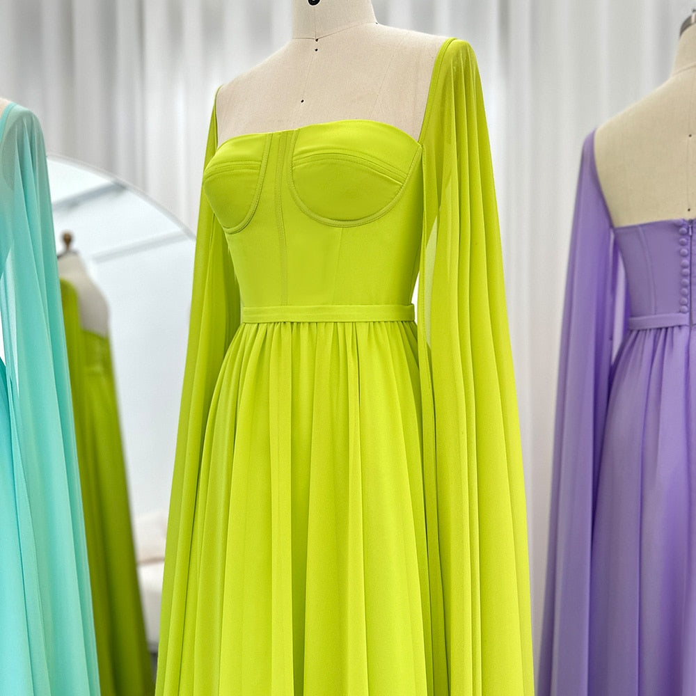 Evening Dresses with Cape Sleeves Elegant Women Wedding Party Formal Gown - Image 10