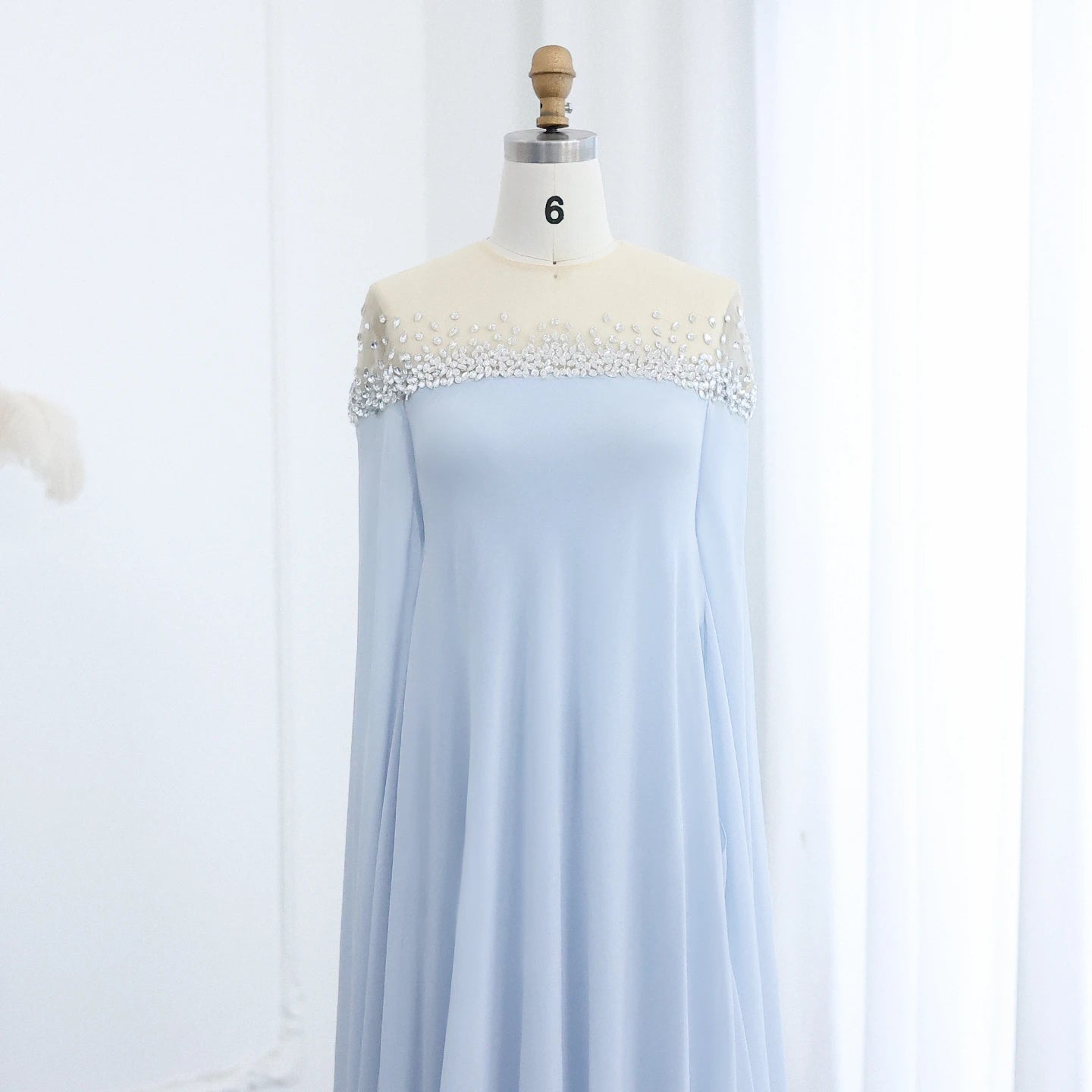 Arabic Luxury Crystal Baby Blue Evening Dress for Women Wedding Elegant Formal Party Gowns - Image 2