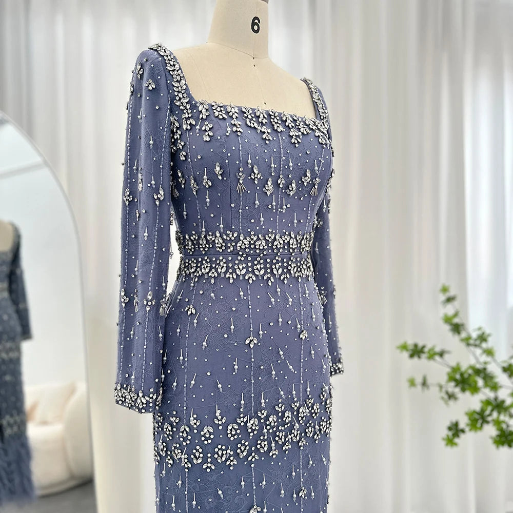 Mermaid Evening Dress with Cape Luxury Feather Formal Dresses for Women Wedding Party - Image 59