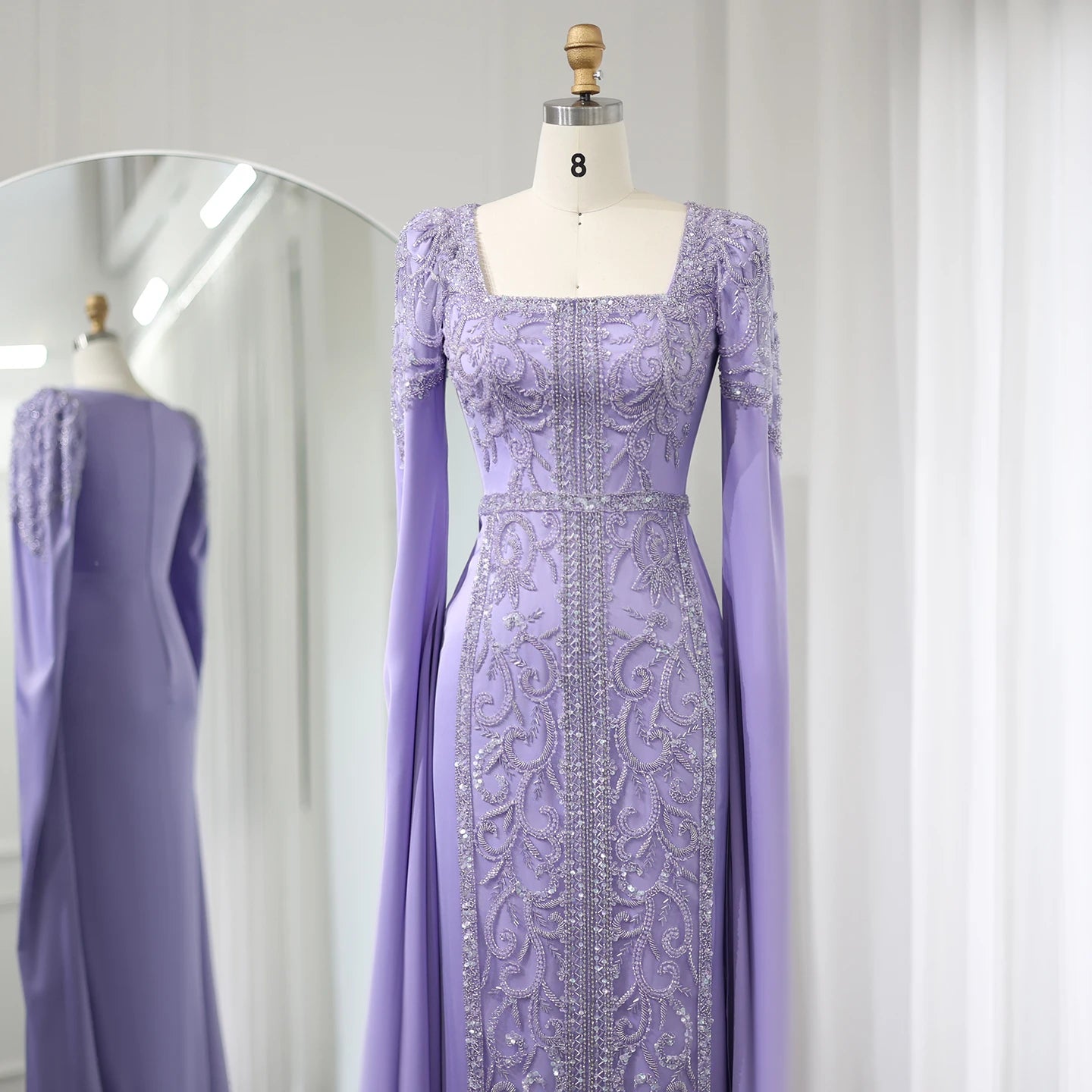Luxury Mermaid kaftan Evening Dresses with Cape Sleeves Women Wedding Engagement Party Gowns - Image 11