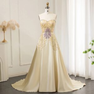 Luxury Beaded Butterfly Evening Dresses for Women Wedding 2024 Elegant Sweetheart Satin Prom Party Gowns