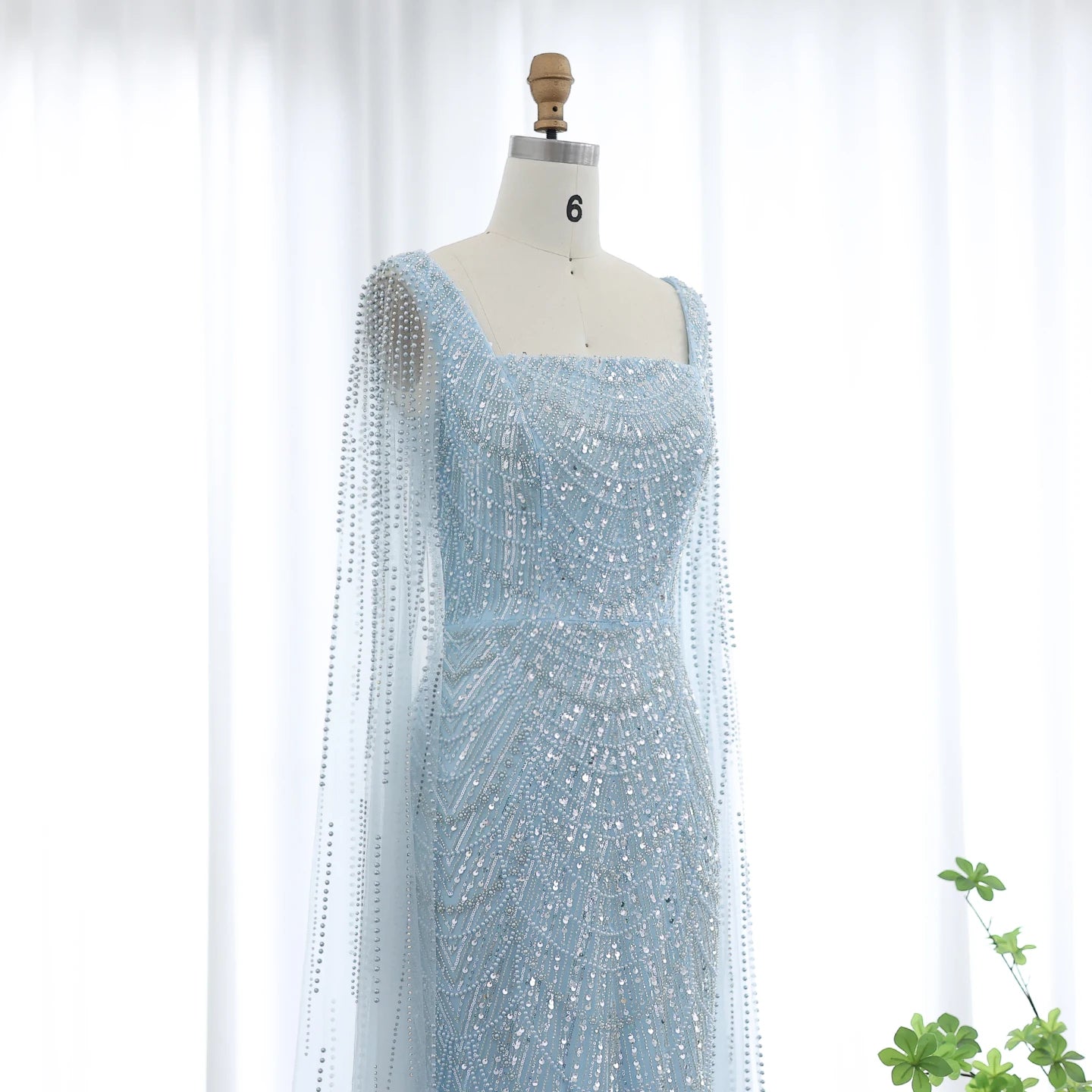 Beaded Mermaid with Cap Sleeves Evening Dresses for Women Champagne Formal Dresses Prom Dress - Image 11