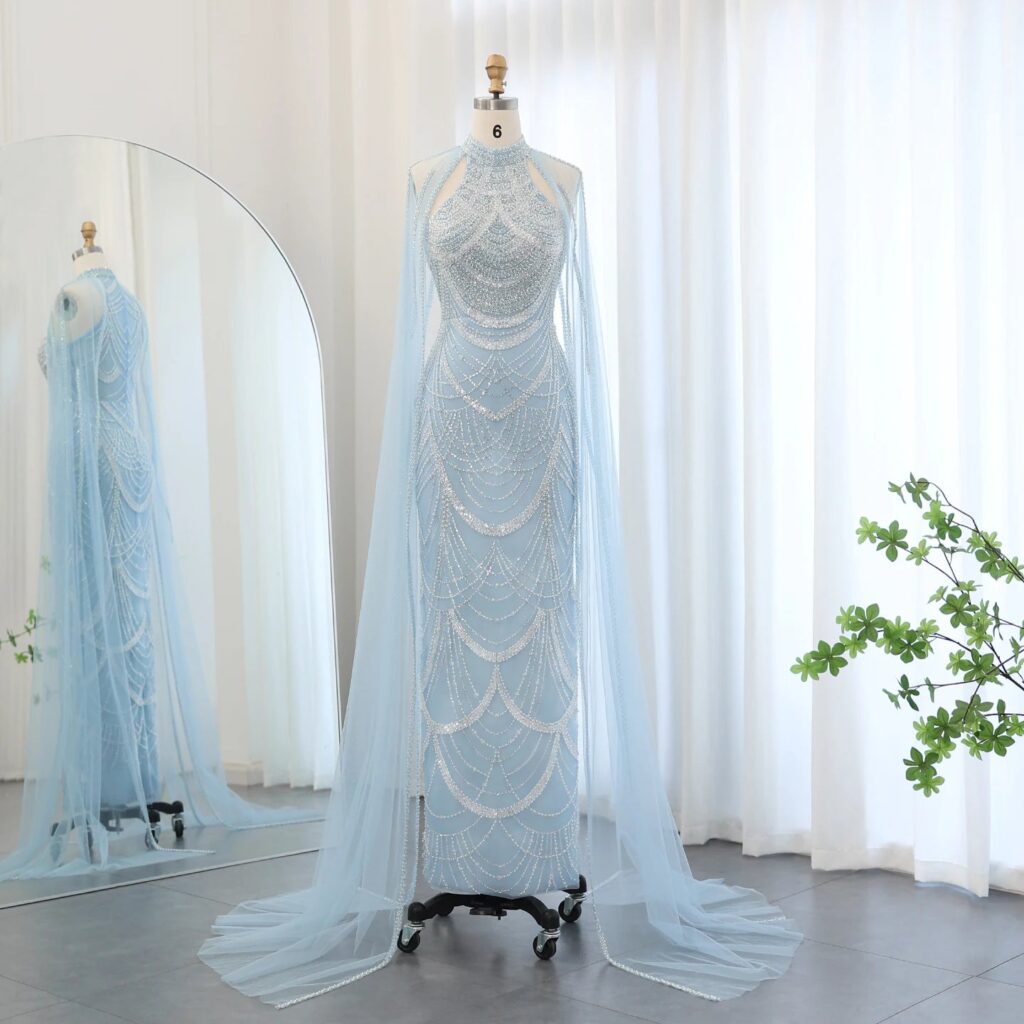 Luxury Mermaid Green Evening Dresses with Gloves 2024 Elegant  Women Wedding Party Gowns