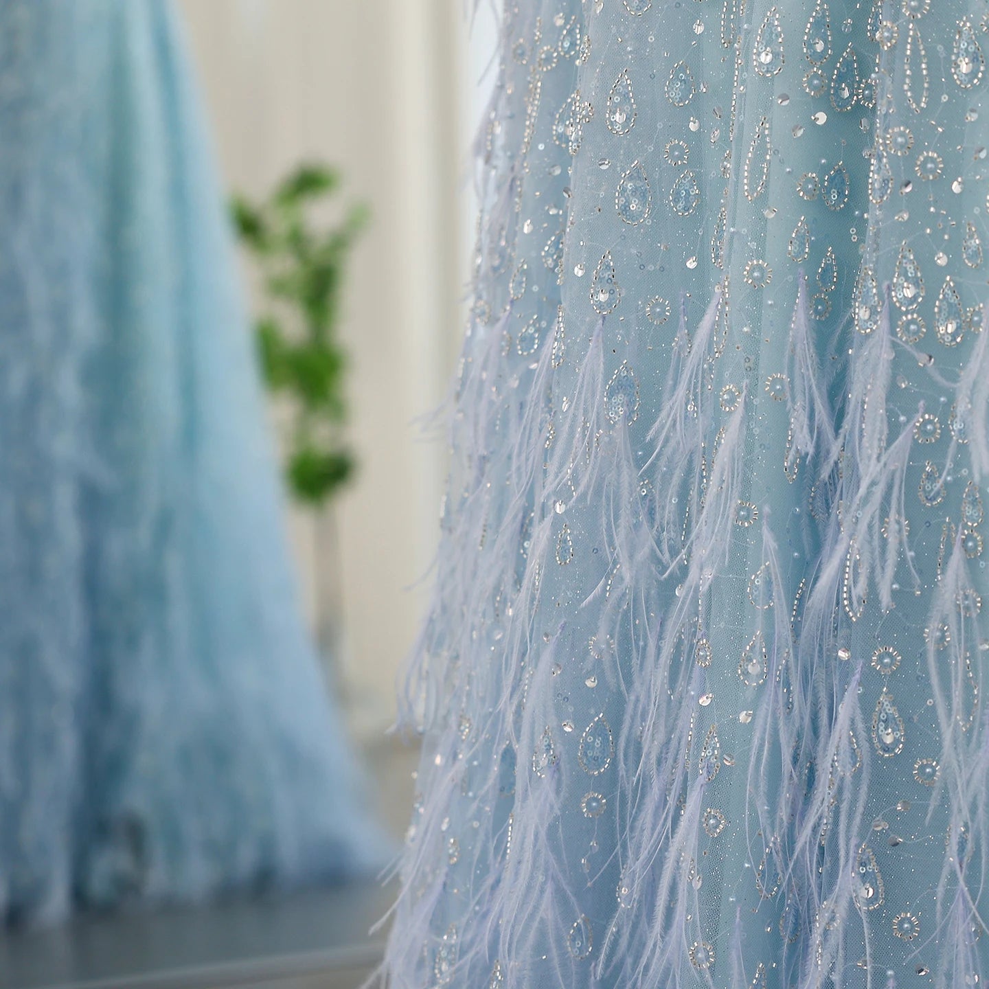 Luxury Feather One Shoulder Evening Dresses with Cape Sleeves Rose Gold Lilac Women Wedding Party Gowns - Image 15