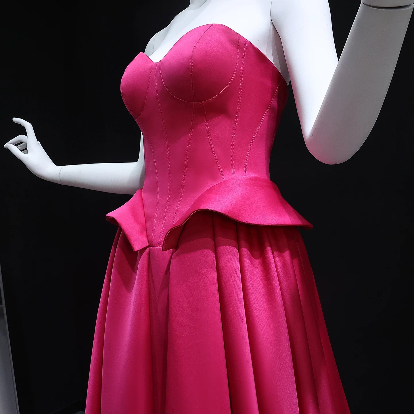 Elegant Sweetheart Fuchsia Long Evening Dress for Women Wedding Ruffles Prom Party Gowns - Image 4