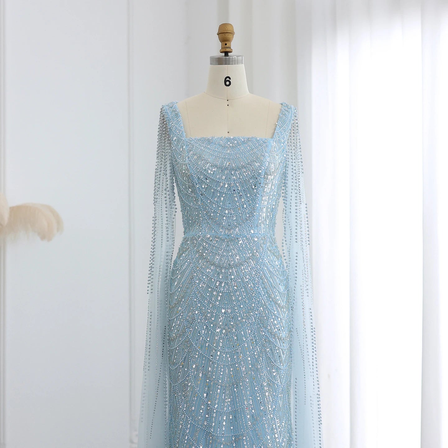 Beaded Mermaid with Cap Sleeves Evening Dresses for Women Champagne Formal Dresses Prom Dress - Image 5