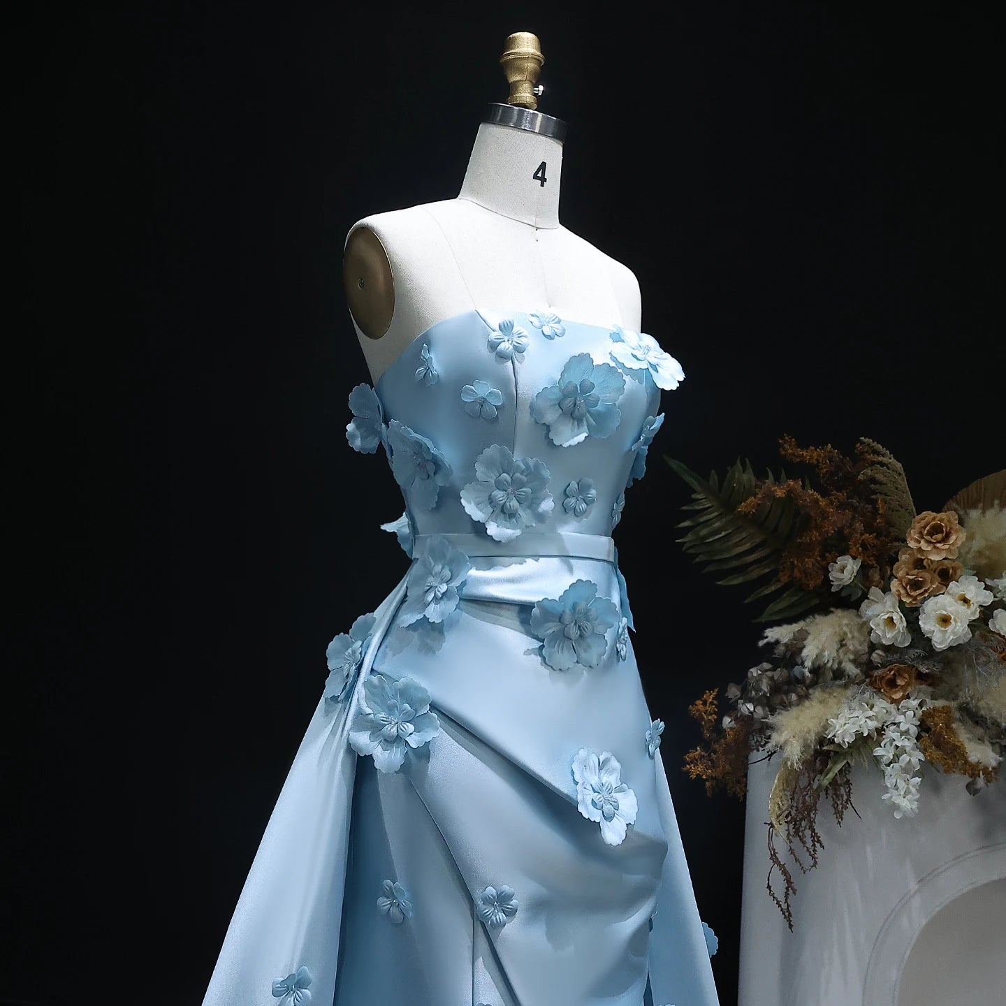 3D Flowers Mermaid Evening Dress with Detachable Overskirt Women Wedding Party Gowns Customized - Image 14