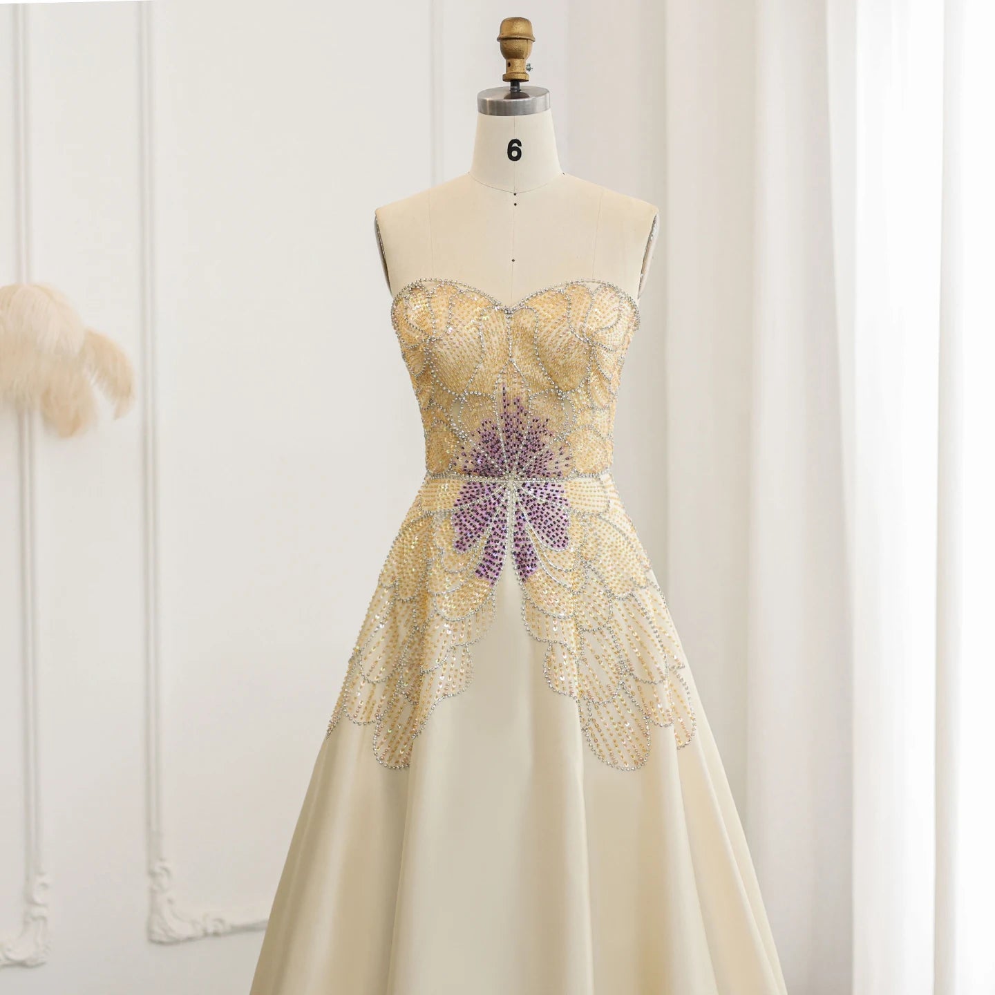 Luxury Beaded Butterfly Evening Dresses for Women Wedding 2024 Elegant Sweetheart Satin Prom Party Gowns - Image 3