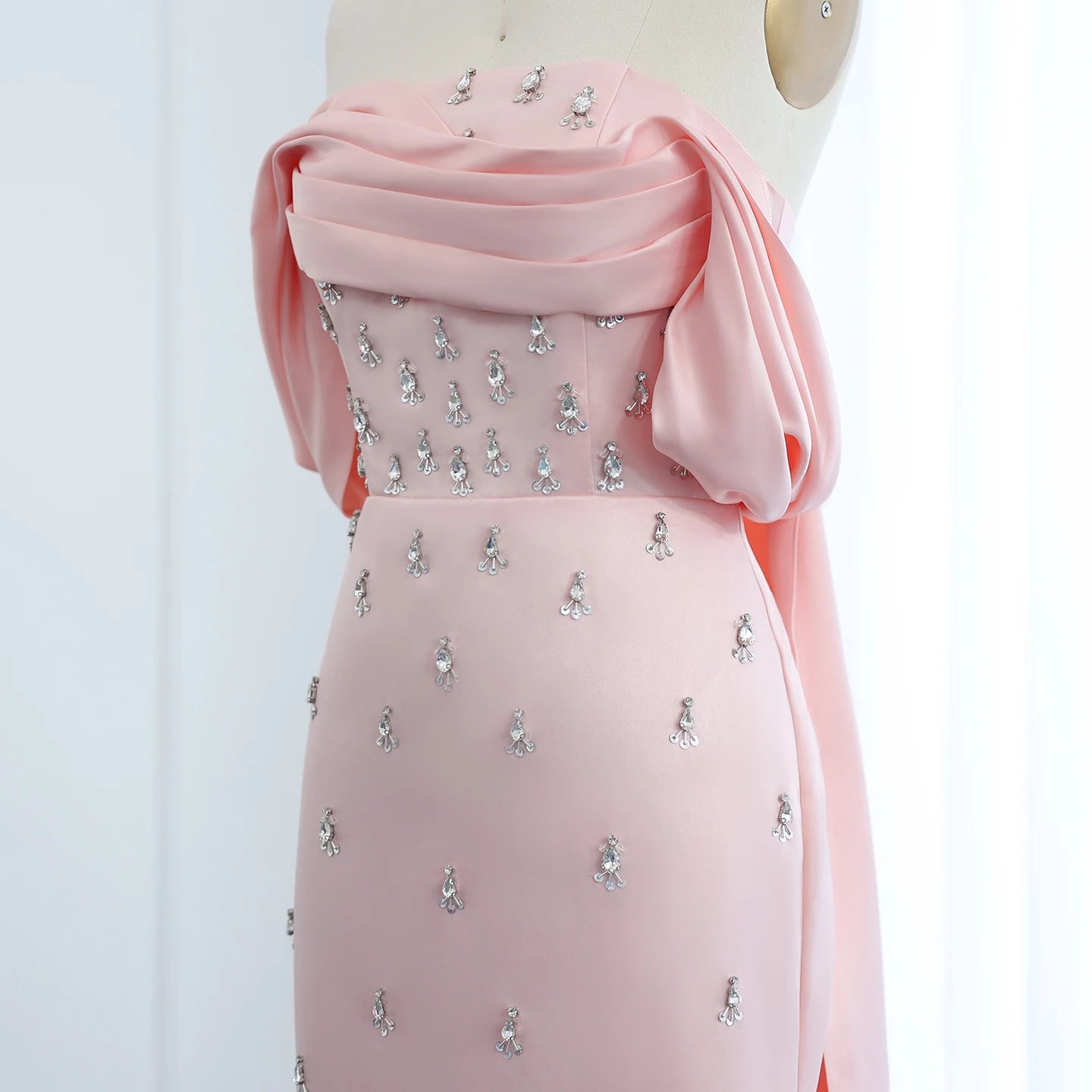Pink Off Shoulder blue Evening Dress for Women Long Formal Prom Party Gowns - Image 8