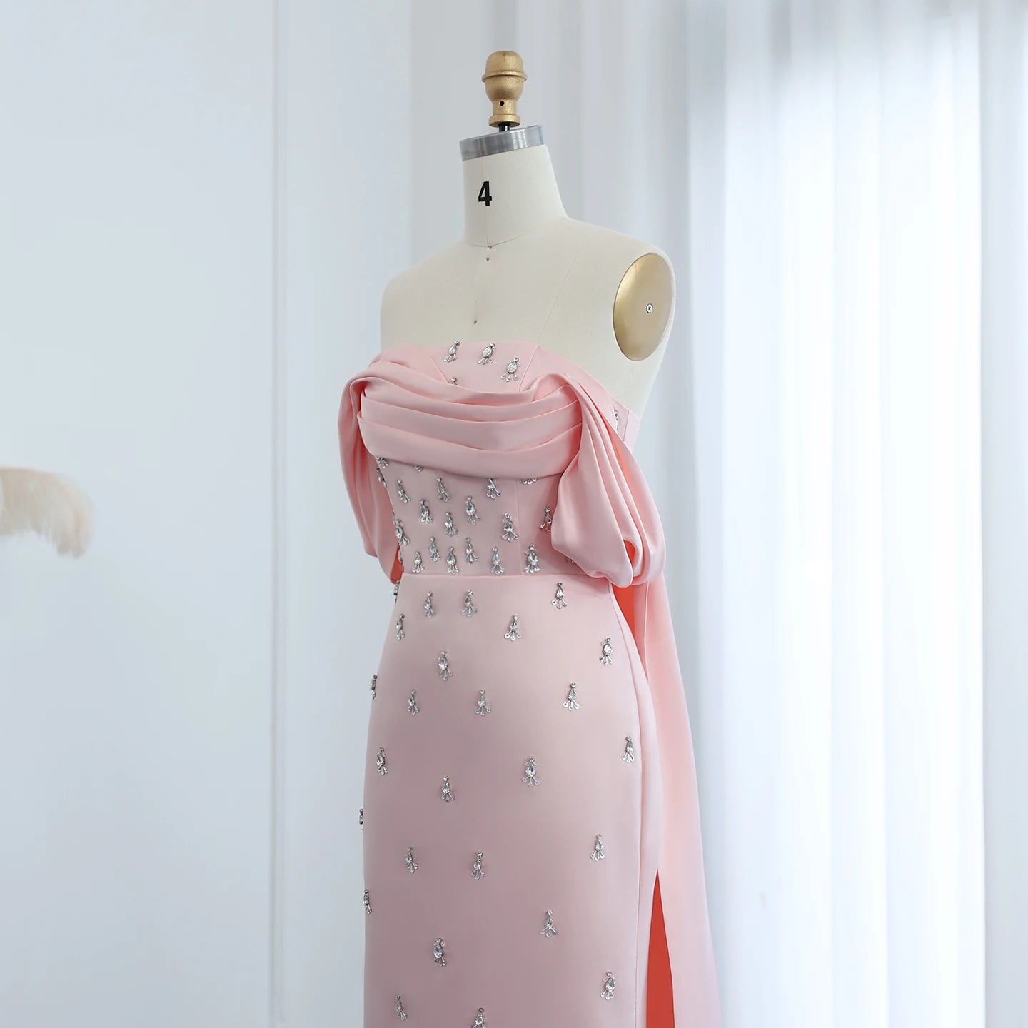 Pink Off Shoulder blue Evening Dress for Women Long Formal Prom Party Gowns - Image 7