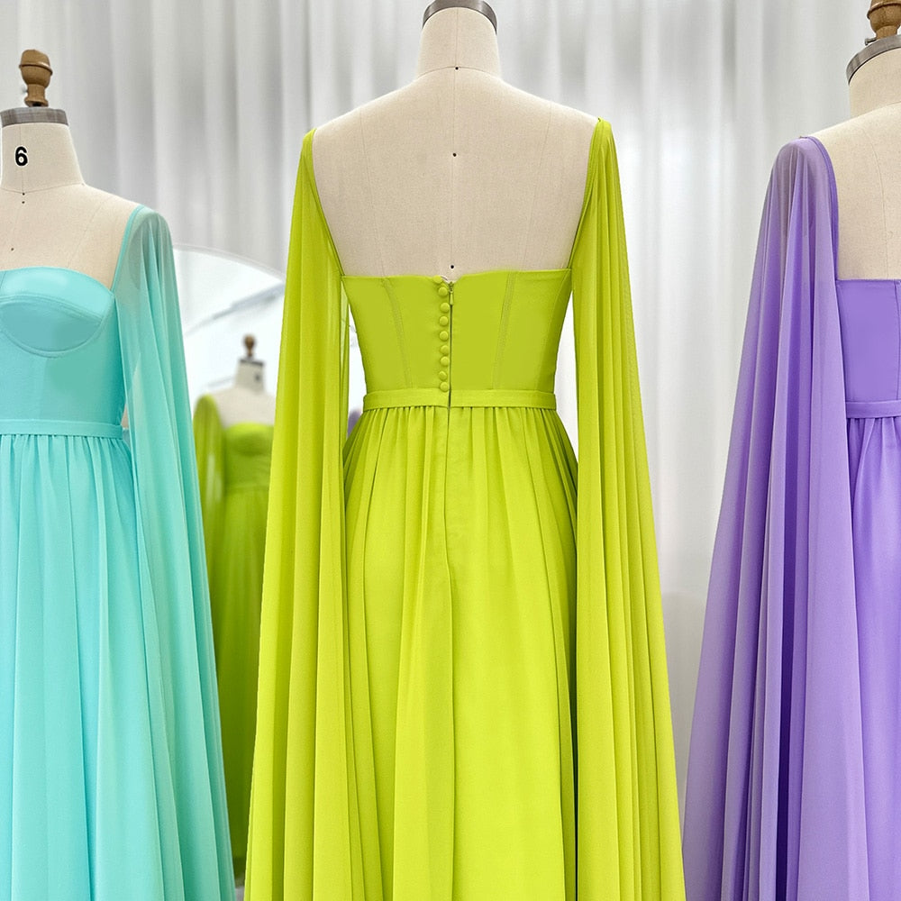 Evening Dresses with Cape Sleeves Elegant Women Wedding Party Formal Gown - Image 15
