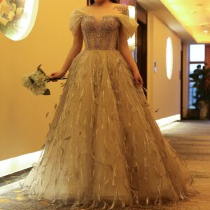 Sparkling Silver Tassel Ball Gown Princess Evening Dresses for Women Engagement Wedding Party Gowns