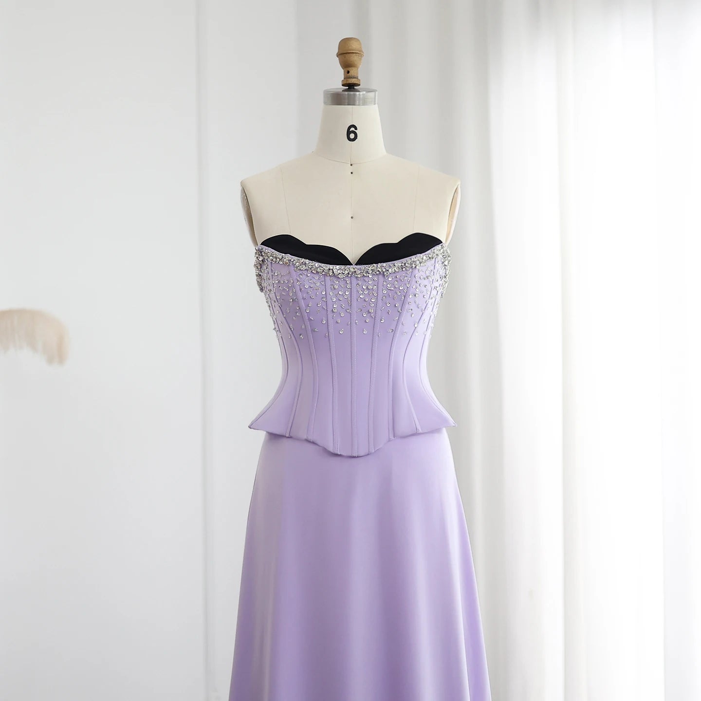 Lilac Two Pieces Evening Dresses for Women Scalloped Corset Luxury Dubai Prom Party Gowns - Image 2