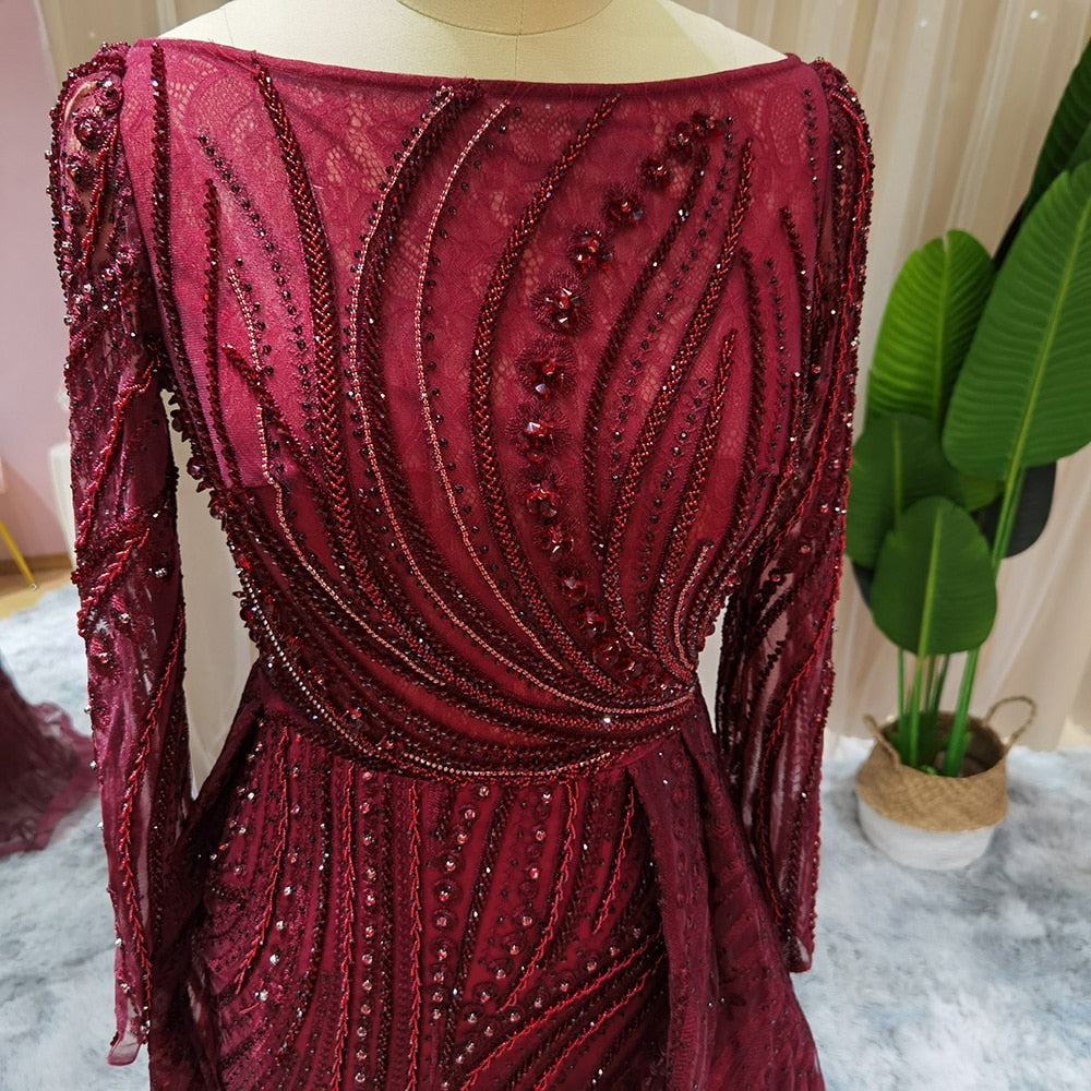 Elegant Evening Dresses Long Sleeve Luxury Overskirt Formal Dress for Women Wedding - Image 9