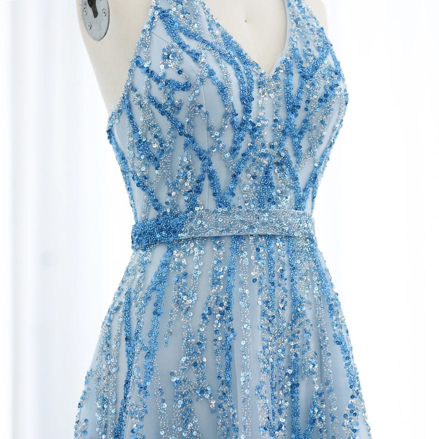 Beaded Lemon Green Evening Dresses with Halter High Low Women Wedding Party Gowns - Image 18