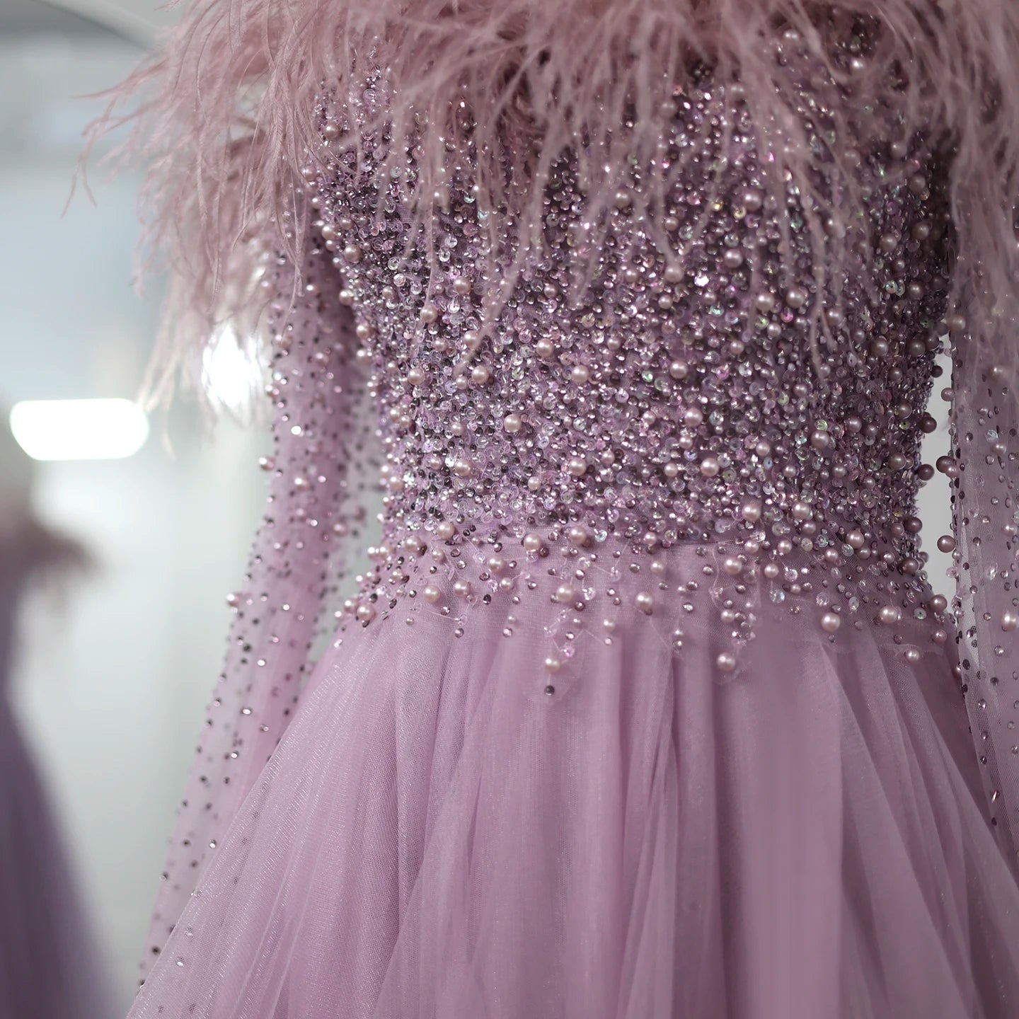 Luxury Feathers Purple High Low Evening Dresses Elegant Off Shoulder Arab Women Wedding Party Prom Dress - Image 6