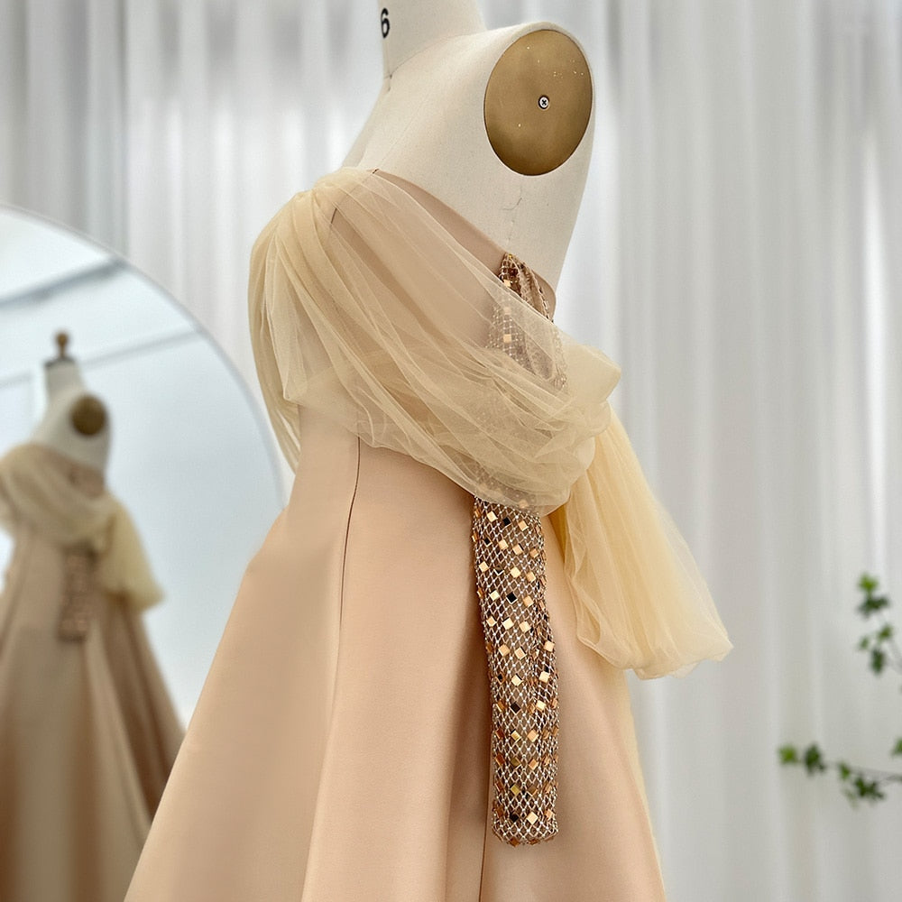 Crystal Luxury Evening Dresses for Women Wedding Party Long Sleeve Dress - Image 14