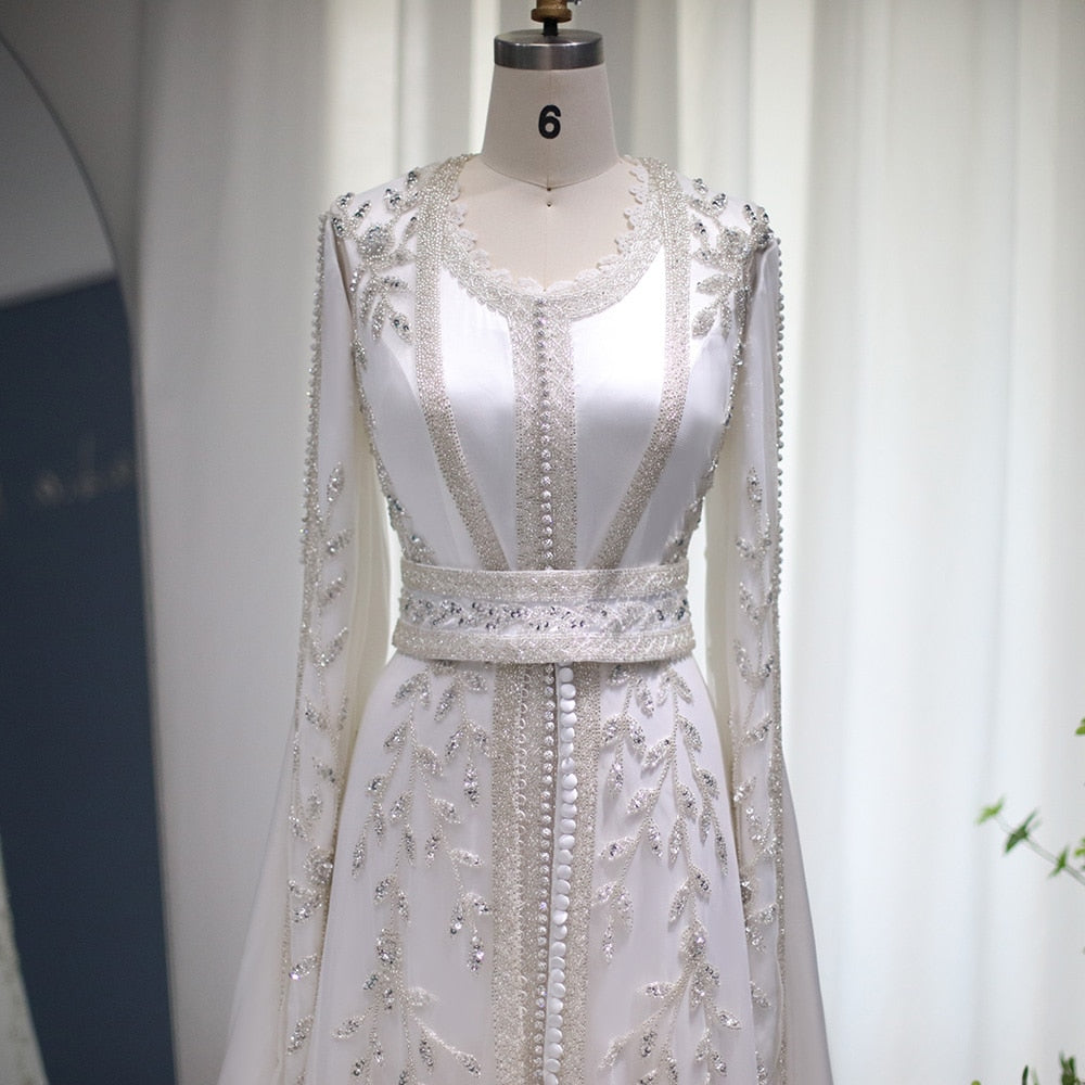 Luxury Kaftan Moroccan Evening Dresses Long Sleeve Women Wedding Party Gowns - Image 5