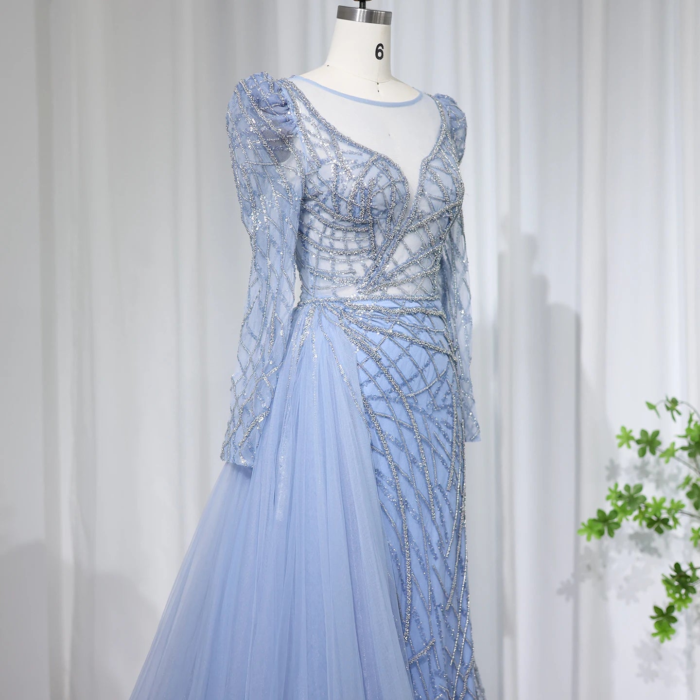 Luxury Mermaid Beaded Evening Dresses with Overskirt 2024 Plus Size Women Wedding Party Gown - Image 15