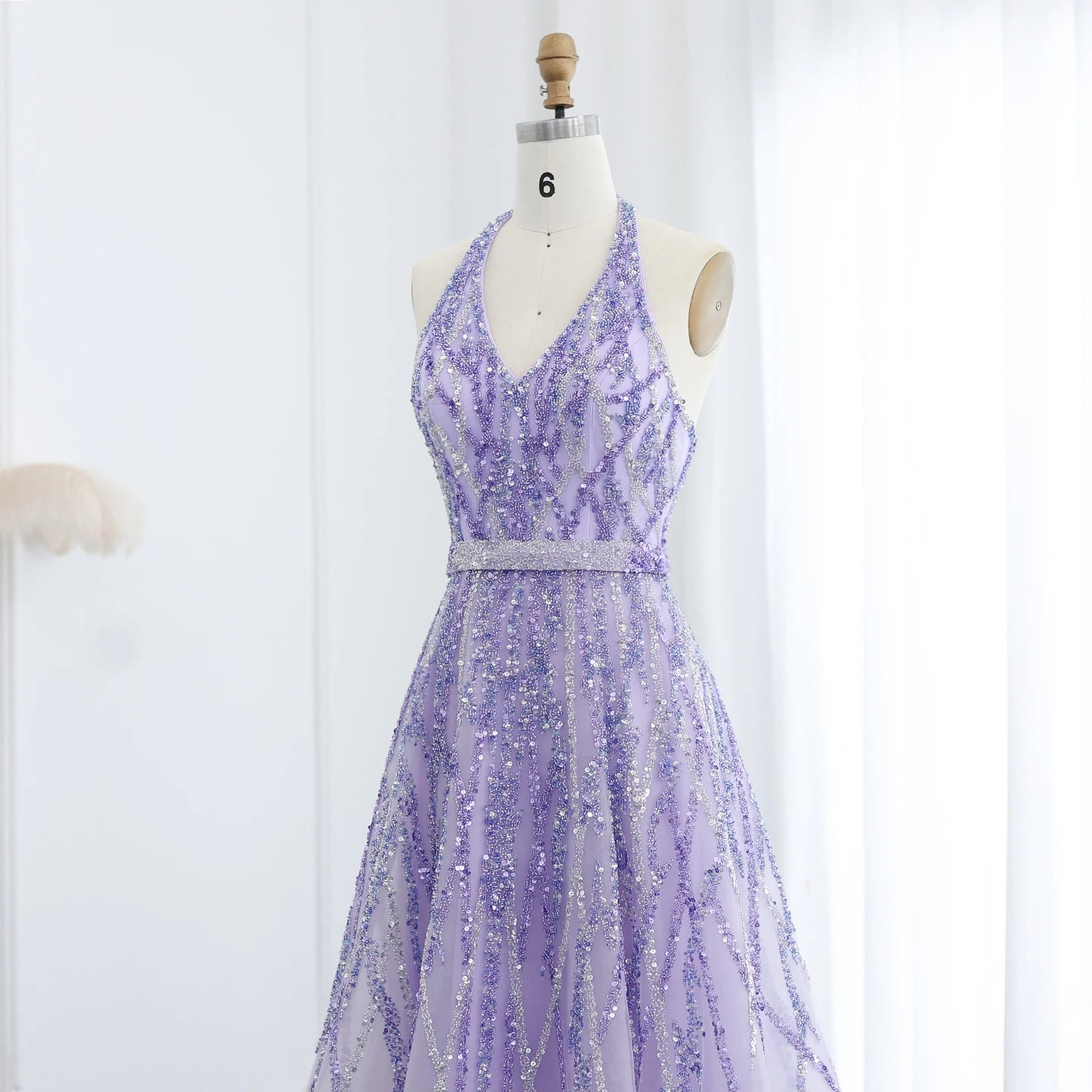 Beaded Lemon Green Evening Dresses with Halter High Low Women Wedding Party Gowns - Image 12