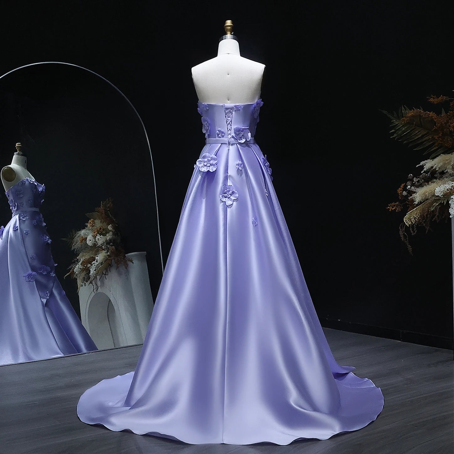 3D Flowers Mermaid Evening Dress with Detachable Overskirt Women Wedding Party Gowns Customized - Image 12