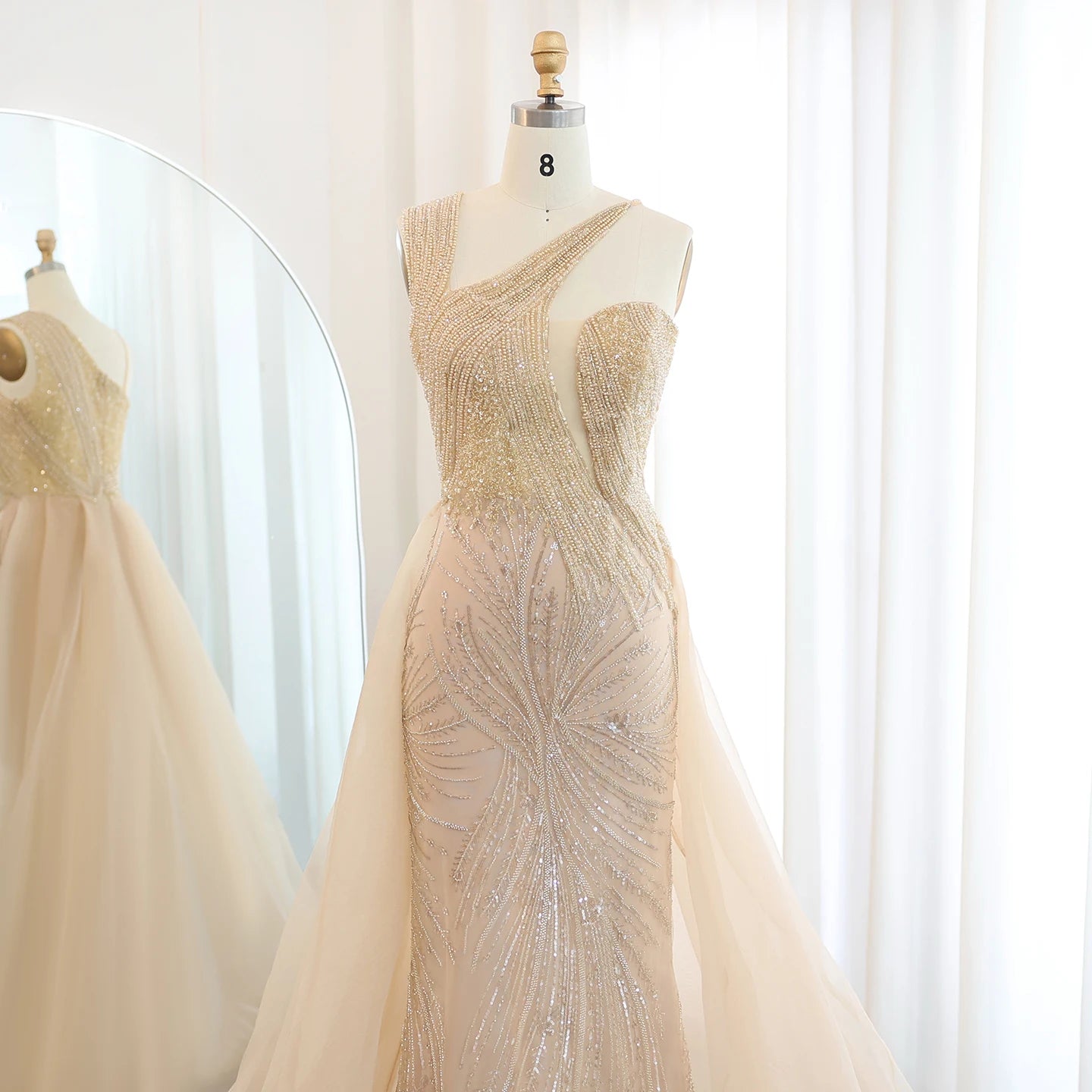 Luxury Evening Dress with Overskirt Elegant One Shoulder Women Wedding Party Prom Formal Gowns - Image 8