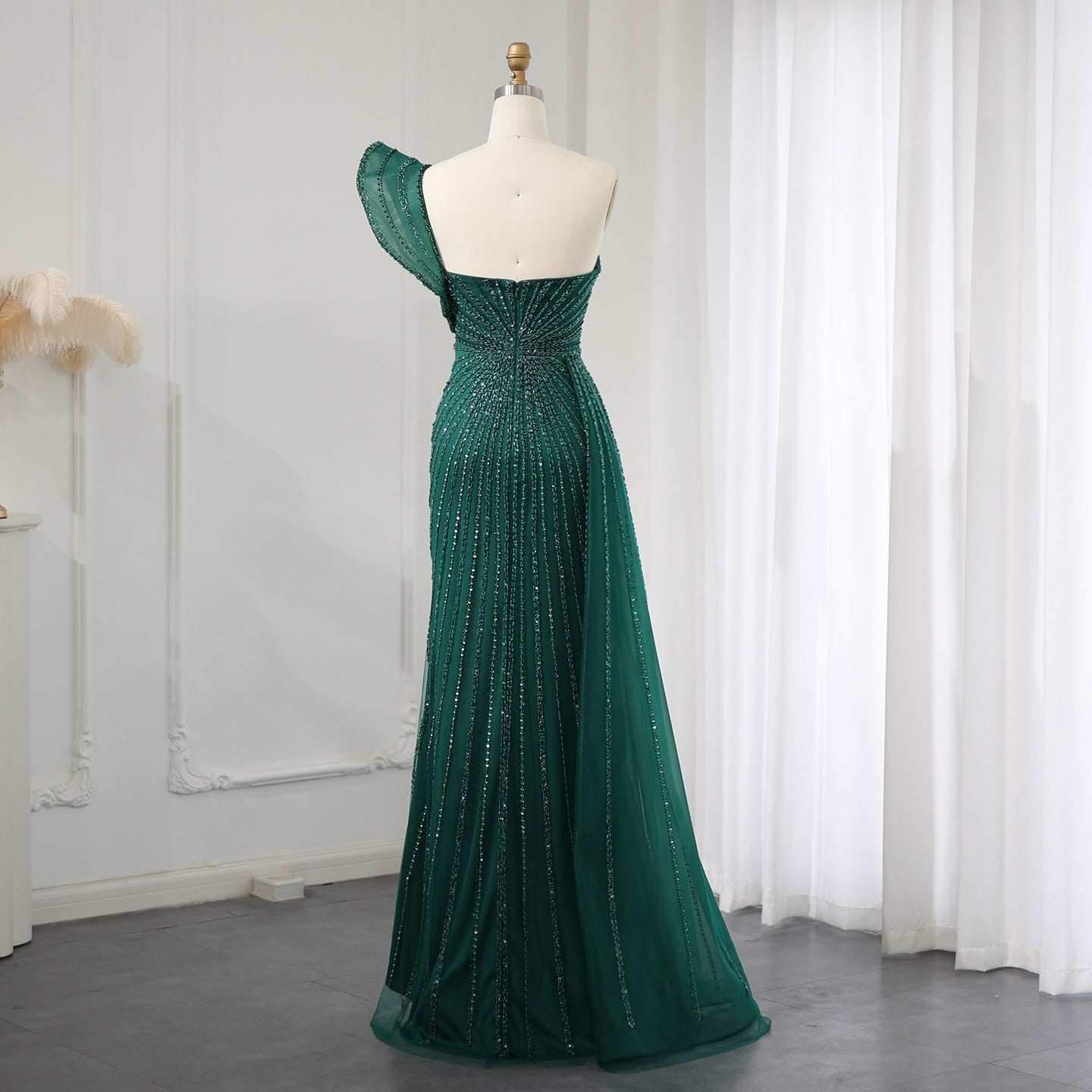 One Shoulder Mermaid Evening Dresses for Women Wedding Party High Slit Long Prom Formal Gowns - Image 18