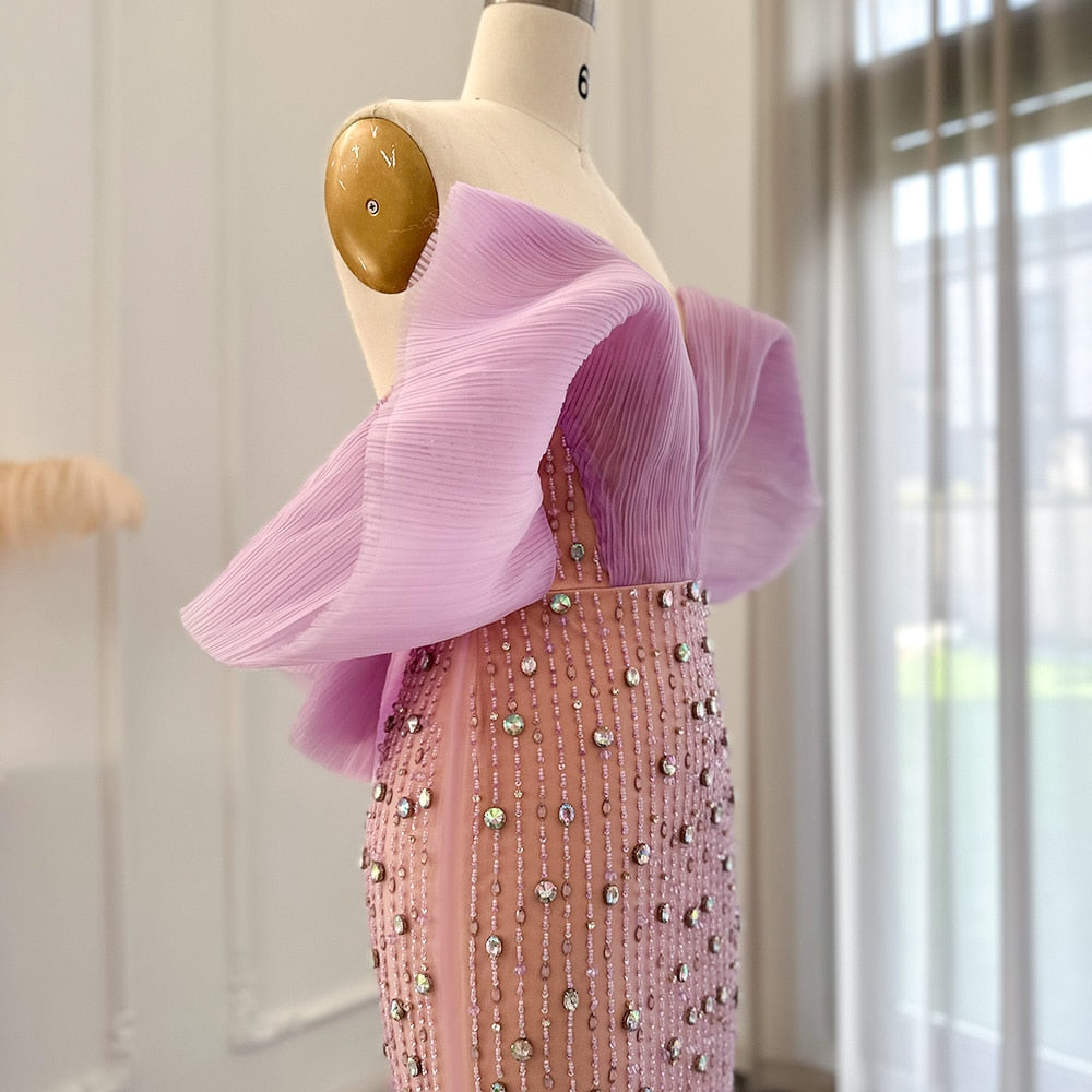 Luxury Lilac Long Evening Dress Elegant Off Shoulder Formal Prom Gown - Image 13