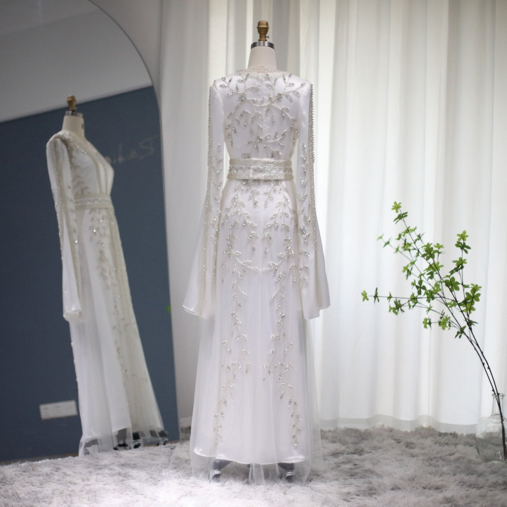Luxury Kaftan Moroccan Evening Dresses Long Sleeve Women Wedding Party Gowns - Image 11