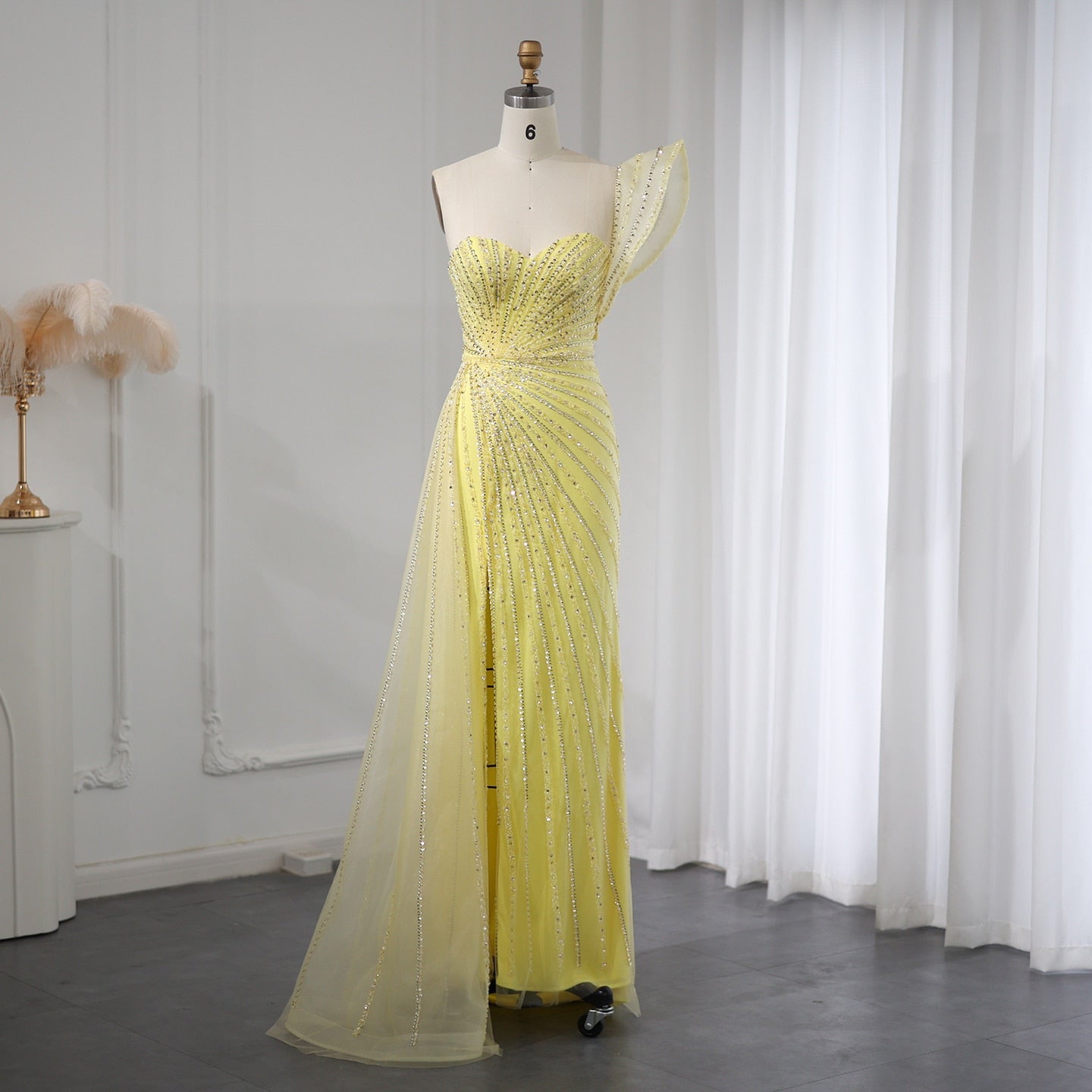 One Shoulder Mermaid Evening Dresses for Women Wedding Party High Slit Long Prom Formal Gowns - Image 19