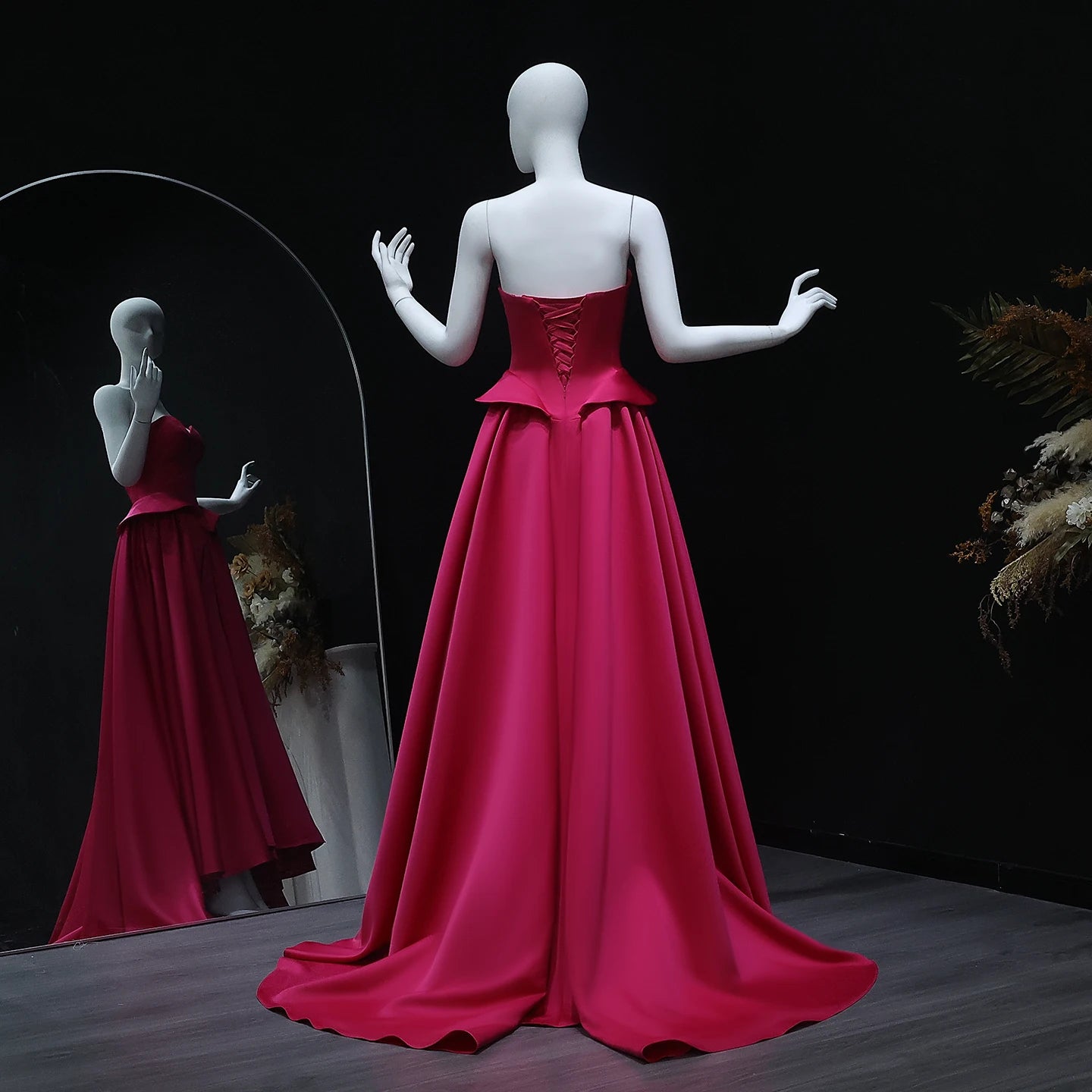 Elegant Sweetheart Fuchsia Long Evening Dress for Women Wedding Ruffles Prom Party Gowns - Image 5