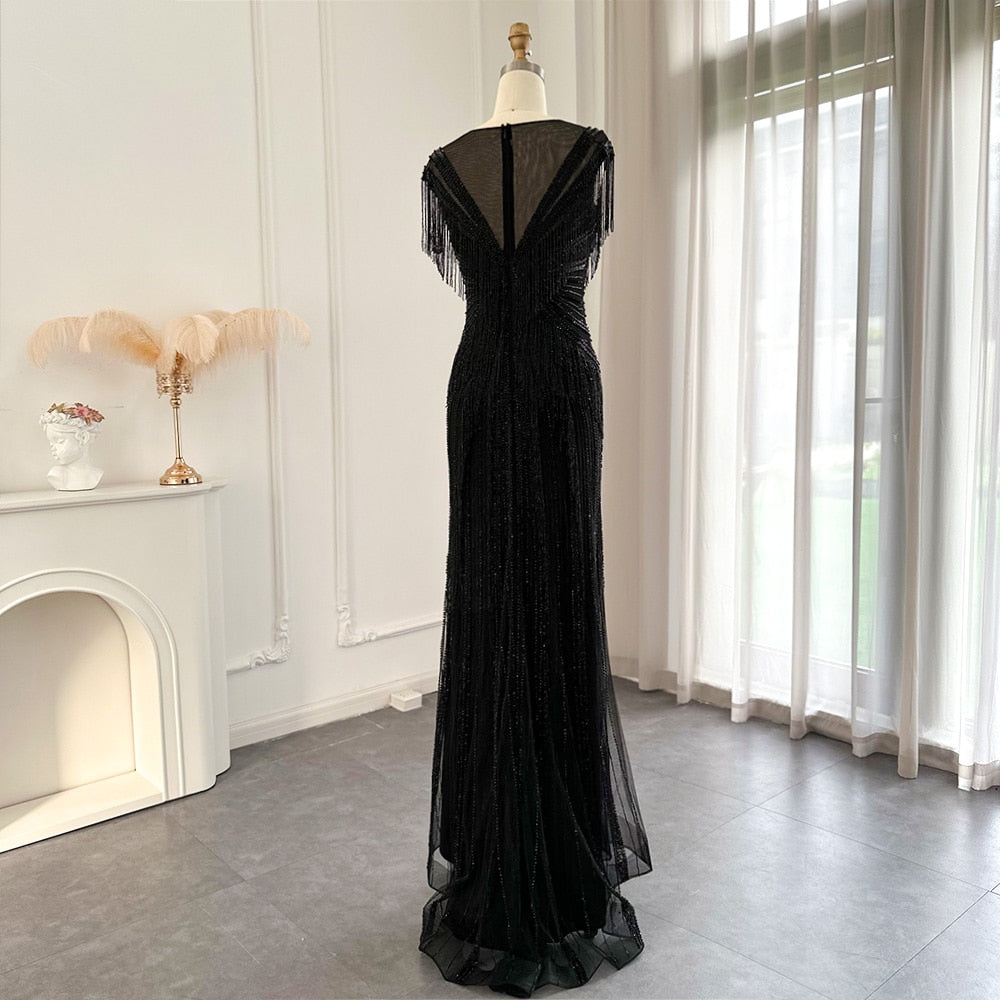 Heavy Beading Tassel Mermaid Evening Dress Luxury Wedding Party Gowns - Image 22