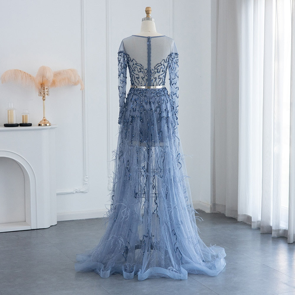 Luxury Feathers High Low Evening Dresses for Wedding Party Short Front Long Back Homecoming Dress - Image 17