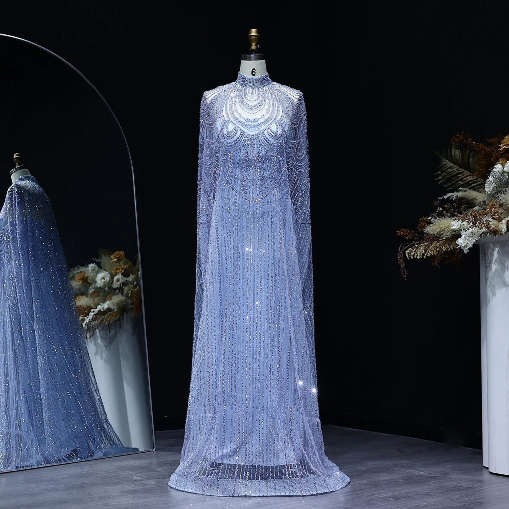 Luxury Caftan Nude Evening Dress for Women Wedding Elegant Kaftan Formal Party Gowns