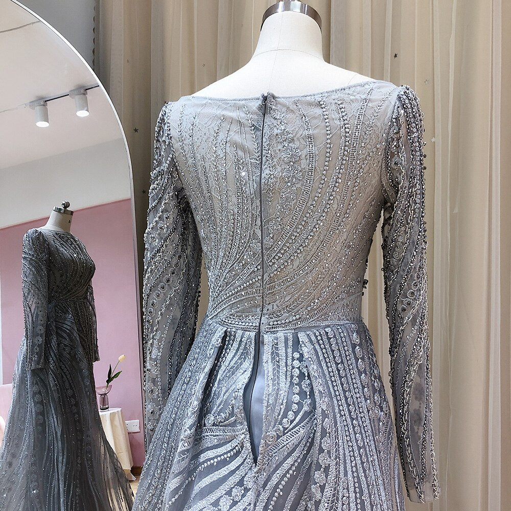 Elegant Evening Dresses Long Sleeve Luxury Overskirt Formal Dress for Women Wedding - Image 6