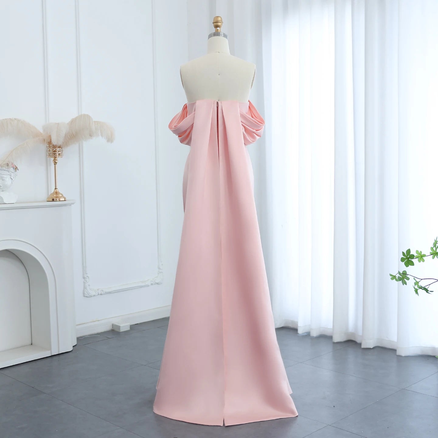 Pink Off Shoulder blue Evening Dress for Women Long Formal Prom Party Gowns - Image 11