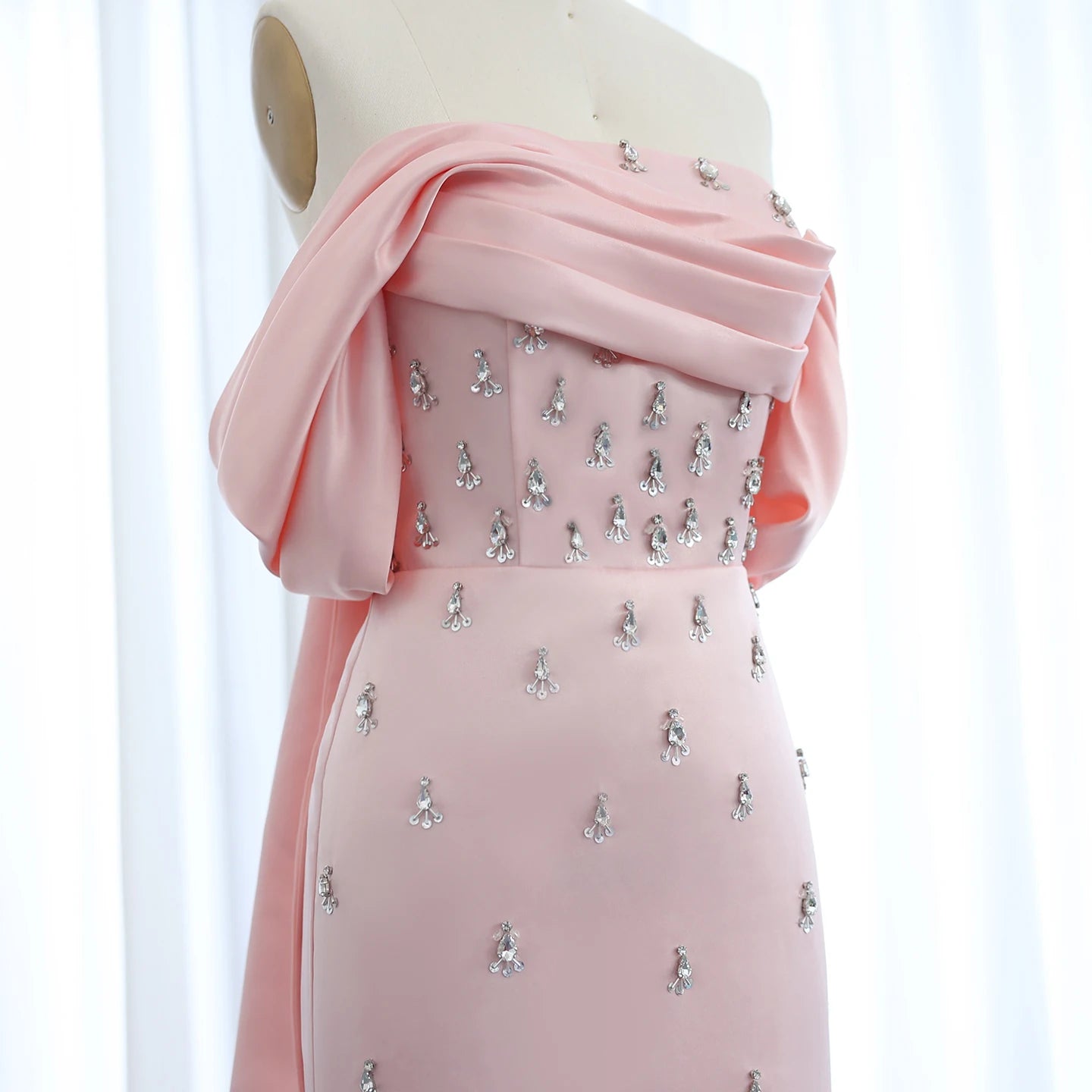 Pink Off Shoulder blue Evening Dress for Women Long Formal Prom Party Gowns - Image 10